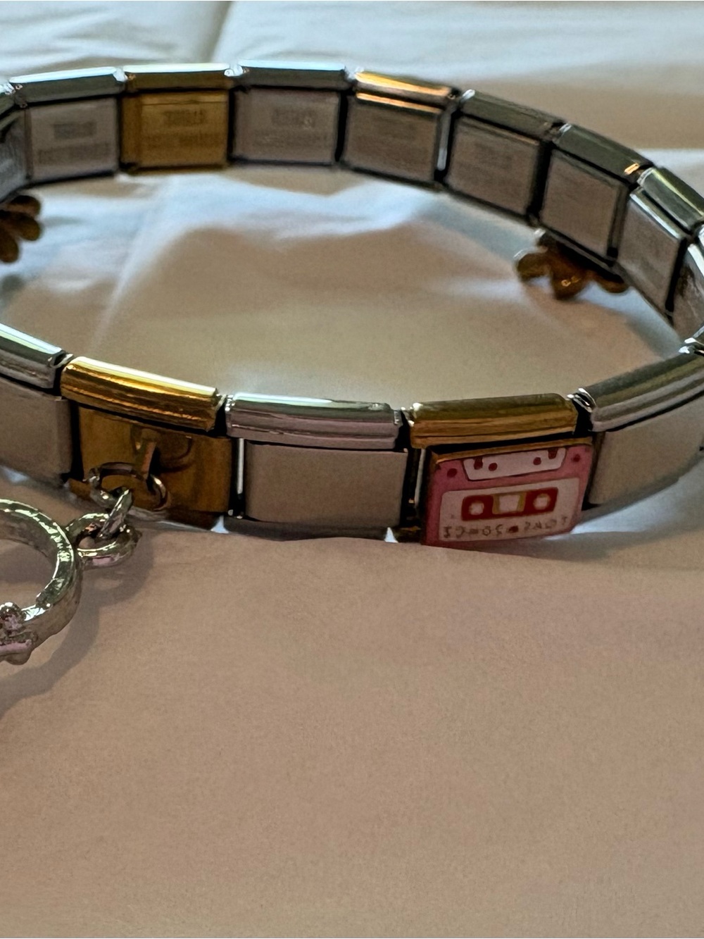 Two-Tone Stainless Steel Italian Charm Link Bracelet - Silver & Gold